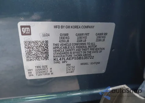 2025 Buick Envista Preferred Fwd from USA, damaged, VIN KL47LAEP5SB135722